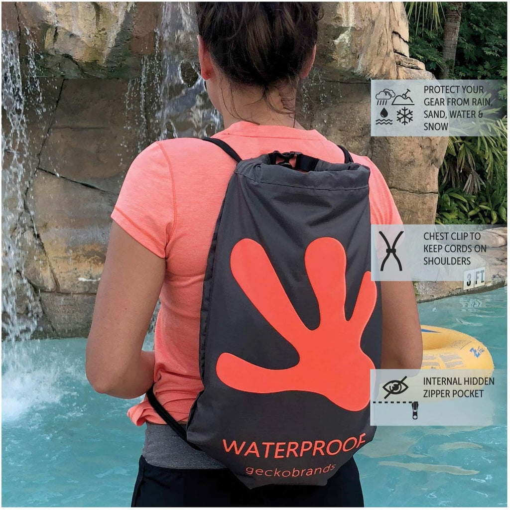 geckobrands Embark 10L Drawstring Backpack – Waterproof, Lightweight Dry Bag for Beach, Hiking, and Light Water Activities