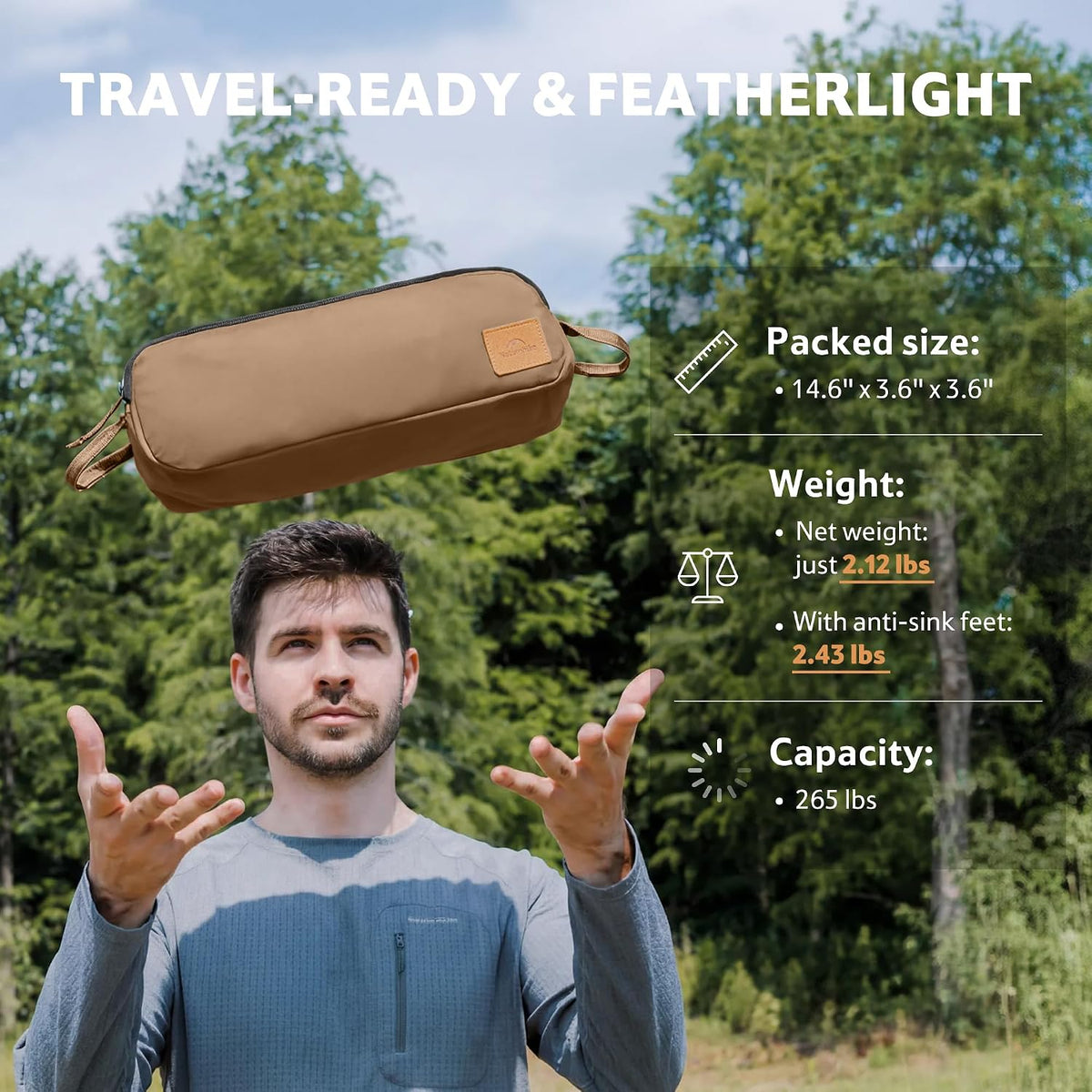 Naturehike YL08 Ultralight Camping Chair — Only 2.12 LBS, Anti-Sinking Feet