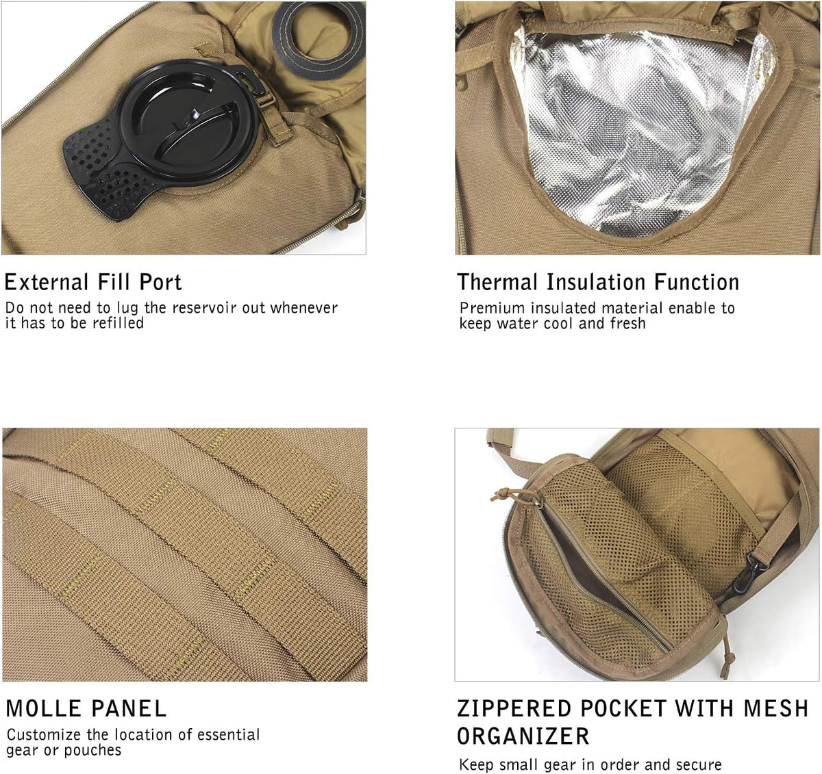 Unigear Tactical Hydration Backpack with 3L Water Bladder, Molle Backpack