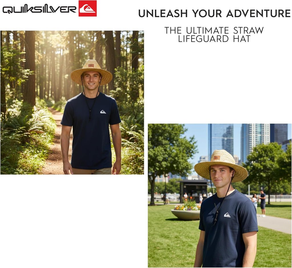 Quiksilver Men's Wide Brim Outdoor Lifeguard Straw Sun Hat
