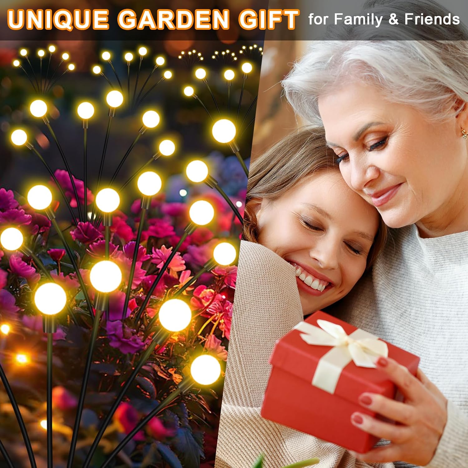 NBQQ Solar Garden Lights 4 Pack of 32 LEDs Swaying Firefly Garden Decor