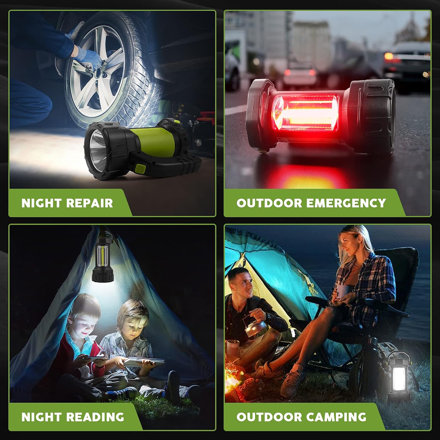 AlpsWolf Camping Lantern Rechargeable, LED Flashlight Spotlight Lantern with 800LM, 3600 mAh, Strap Included Portable Bright Camping Light for Emergency, Outdoor Hiking, Power Outages