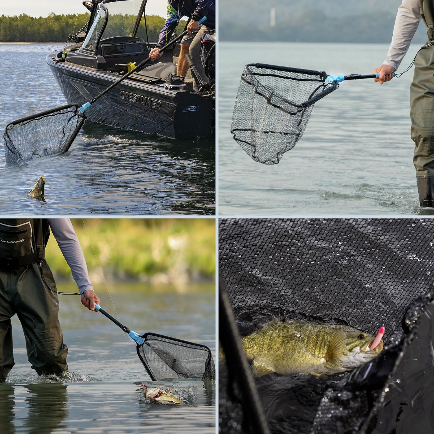 Calamus Triangle Fishing Net with Non-Slip Elastomer Handle