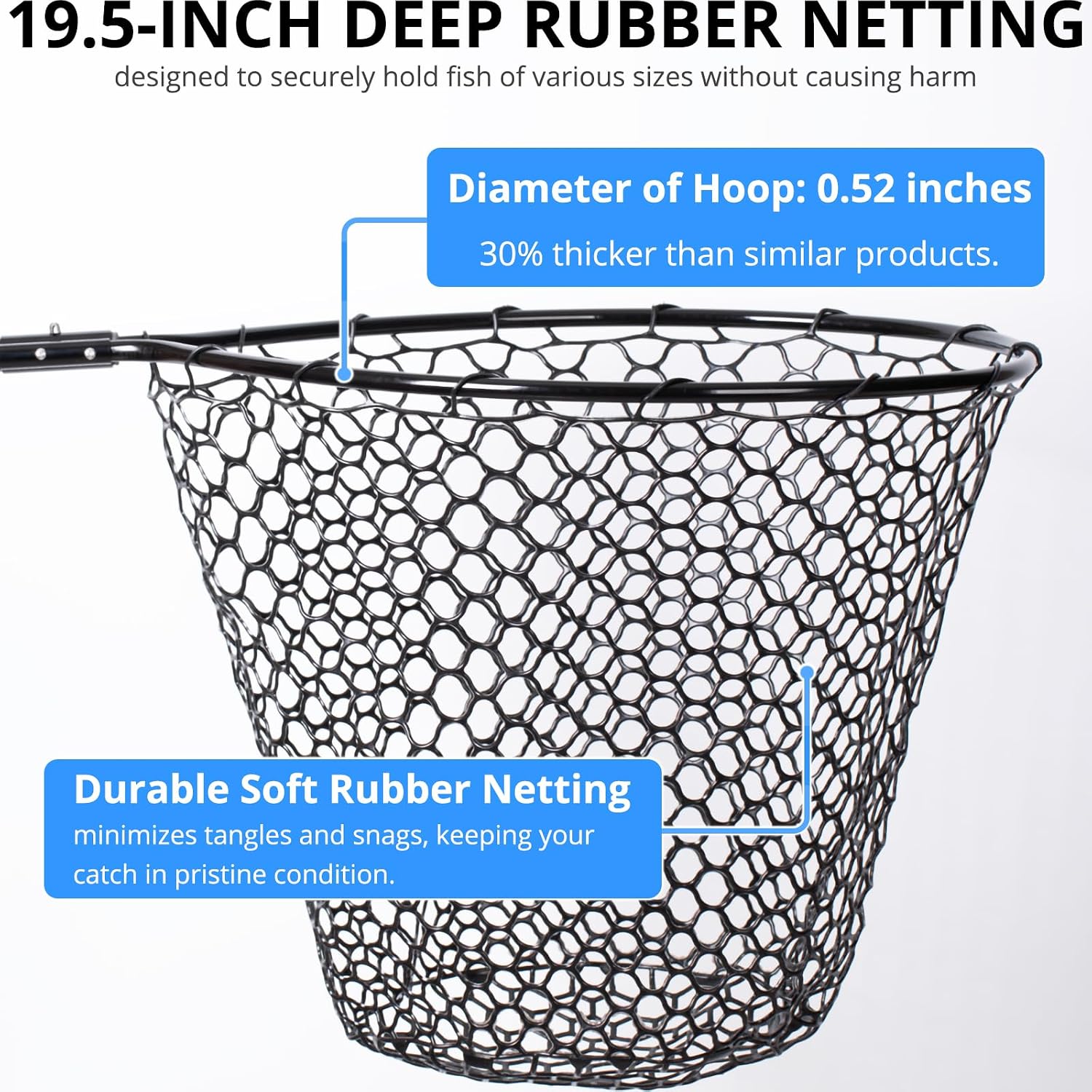 High Strength Large Landing Net, Fishing Net with Long Telescoping Handle