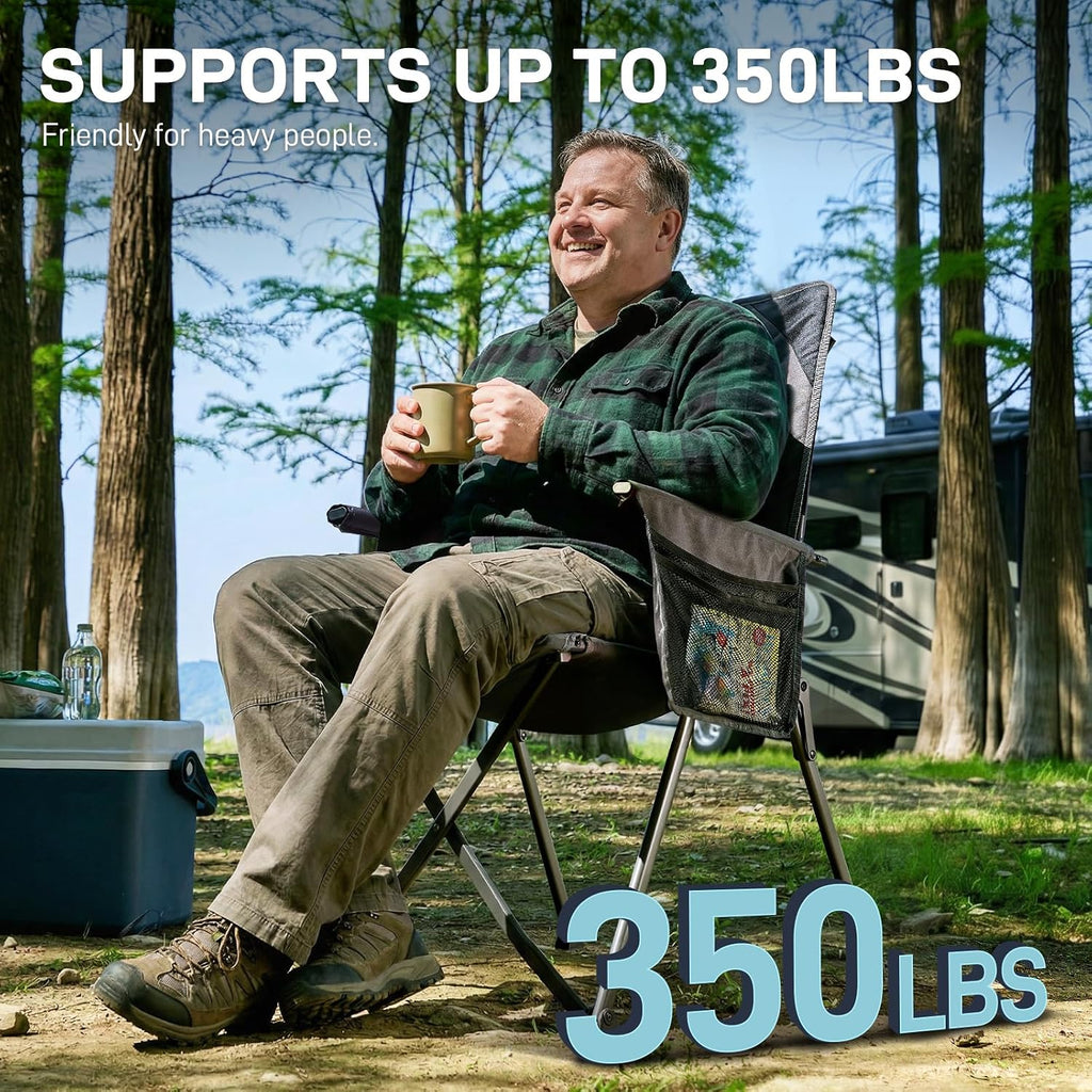 EVER ADVANCED Reclining Camping Chairs for Adult Supports 350lbs Grey