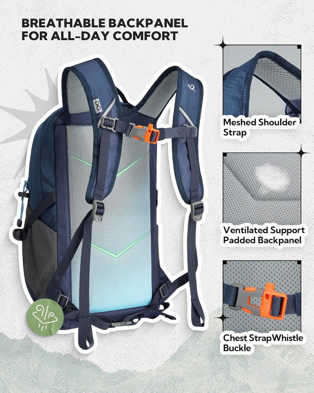 WATERFLY Hiking Backpack 20L, Lightweight Outdoor Daypack Water Resistant