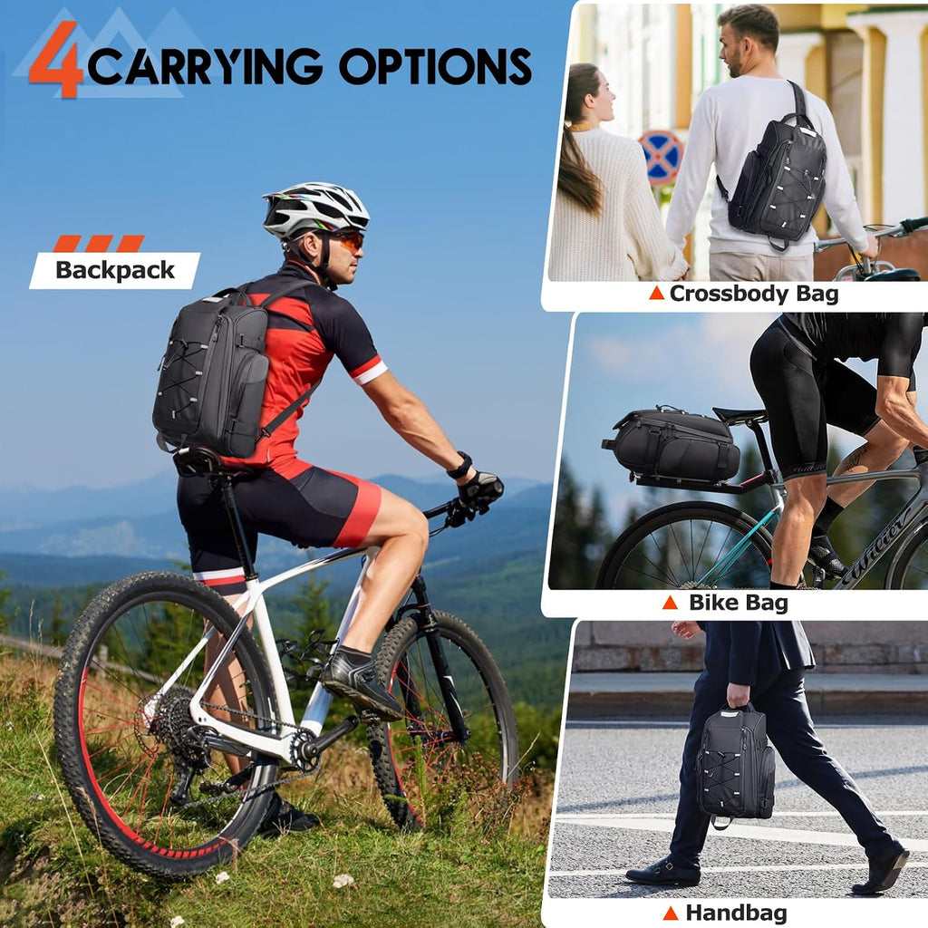 RAINSMORE Bike Bag for Bicycle Rear Rack 15L Waterproof Ebike Trunk Bag