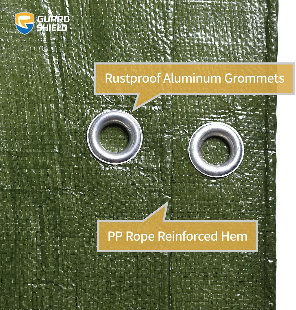GUARD SHIELD Tarps Heavy Duty Waterproof Green Plus+ 12x24 FT Large 12 mil