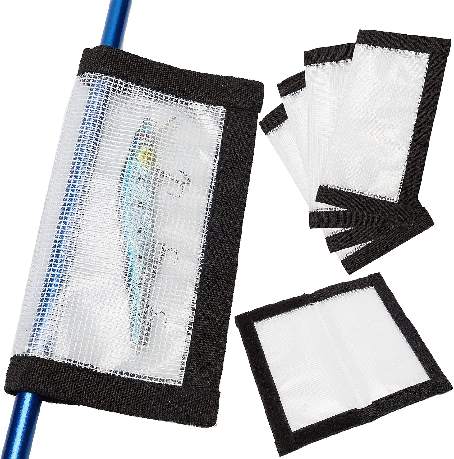 Fishing Lure Wrap for Rod, Tangle-Free Safety Hooks Cover, Secure Protectors Holder Storage for Various Bait (Orange - 4PK)