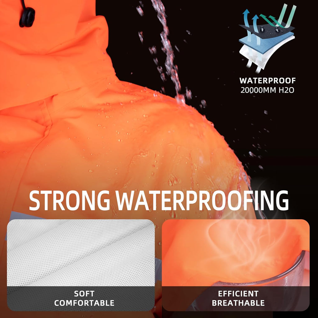 Coralrain Rain Suit Safety Waterproof Rain Jacket and Trouser Suit Raincoat With Hood lining For Men Women Adults Breathable