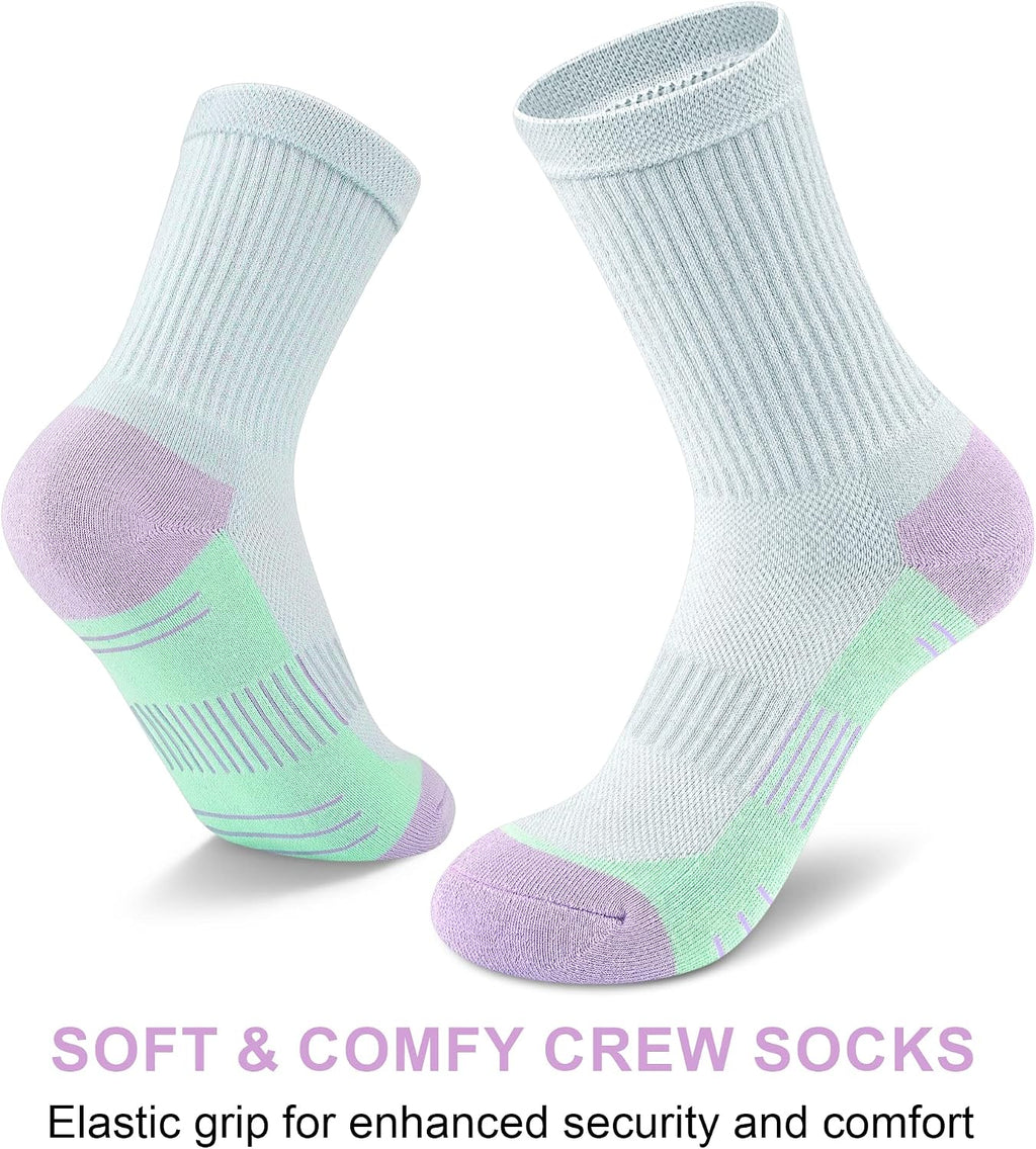 cuangya Women Crew Socks Athletic Cushioned Running Hiking 3-5 Pairs