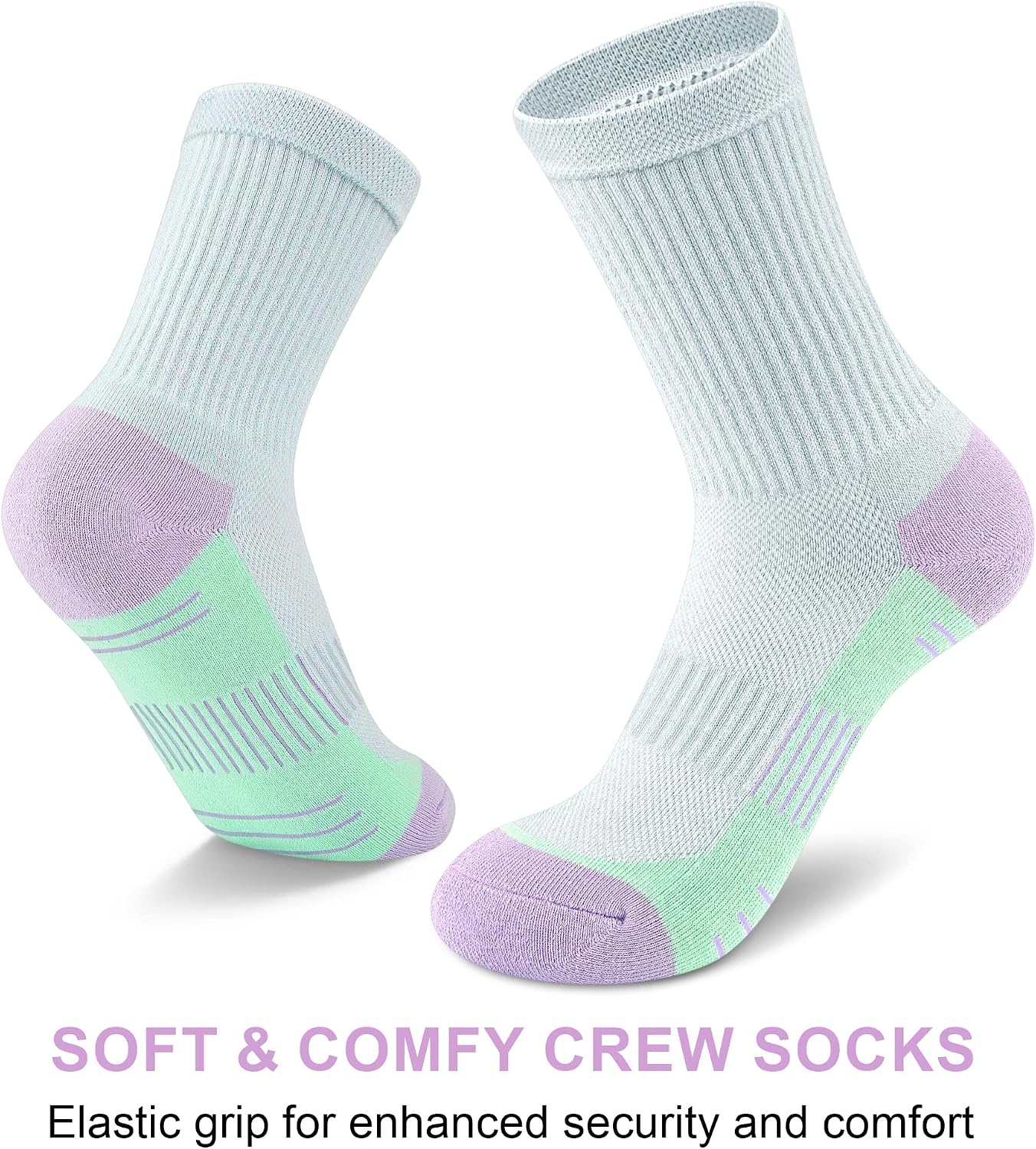cuangya Women Crew Socks Athletic Cushioned Running Hiking 3-5 Pairs