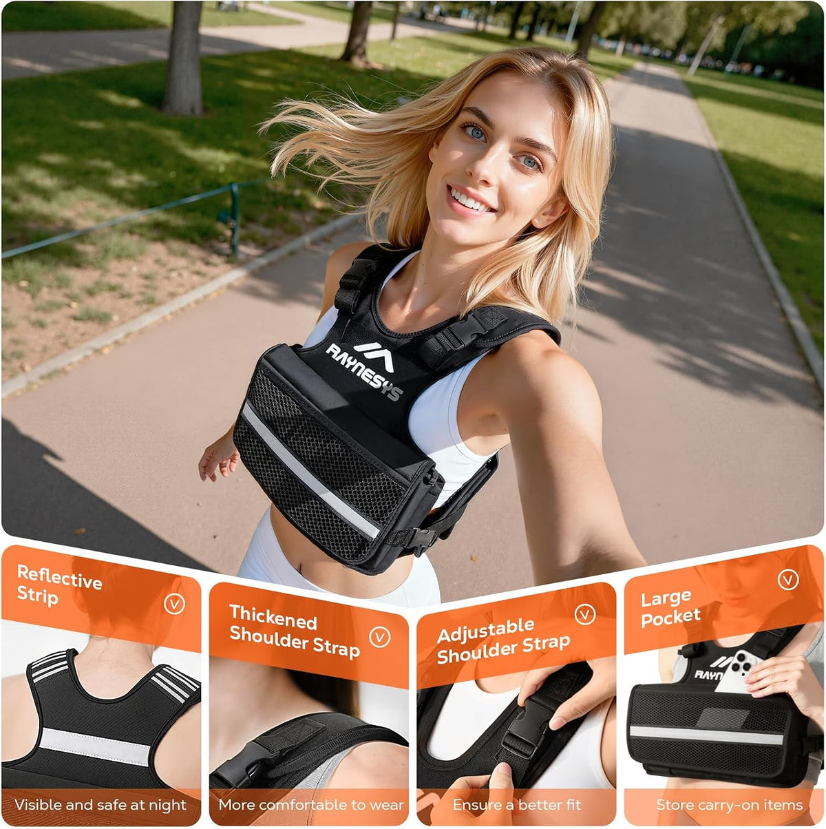 Adjustable Weighted Vest for Women, 1-20LBS Weight Vests with Adjustable Shoulder Strap, 8 Ironsand, Large Pocket, Reflective Strip, Weighted Vest Men and Women for Workout, Strength Training