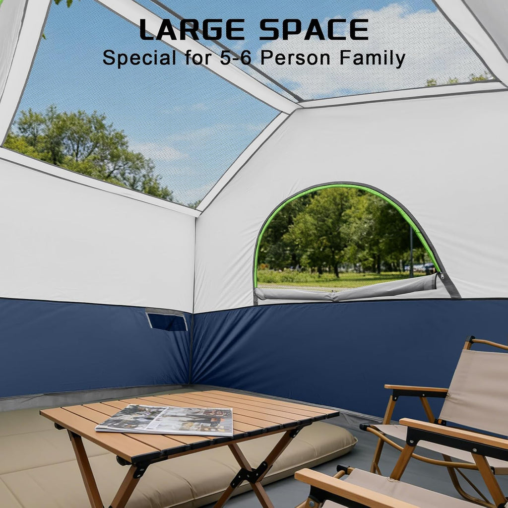 HG 6-8 Person Camping Tent Waterproof Family Cabin Tent for Camping