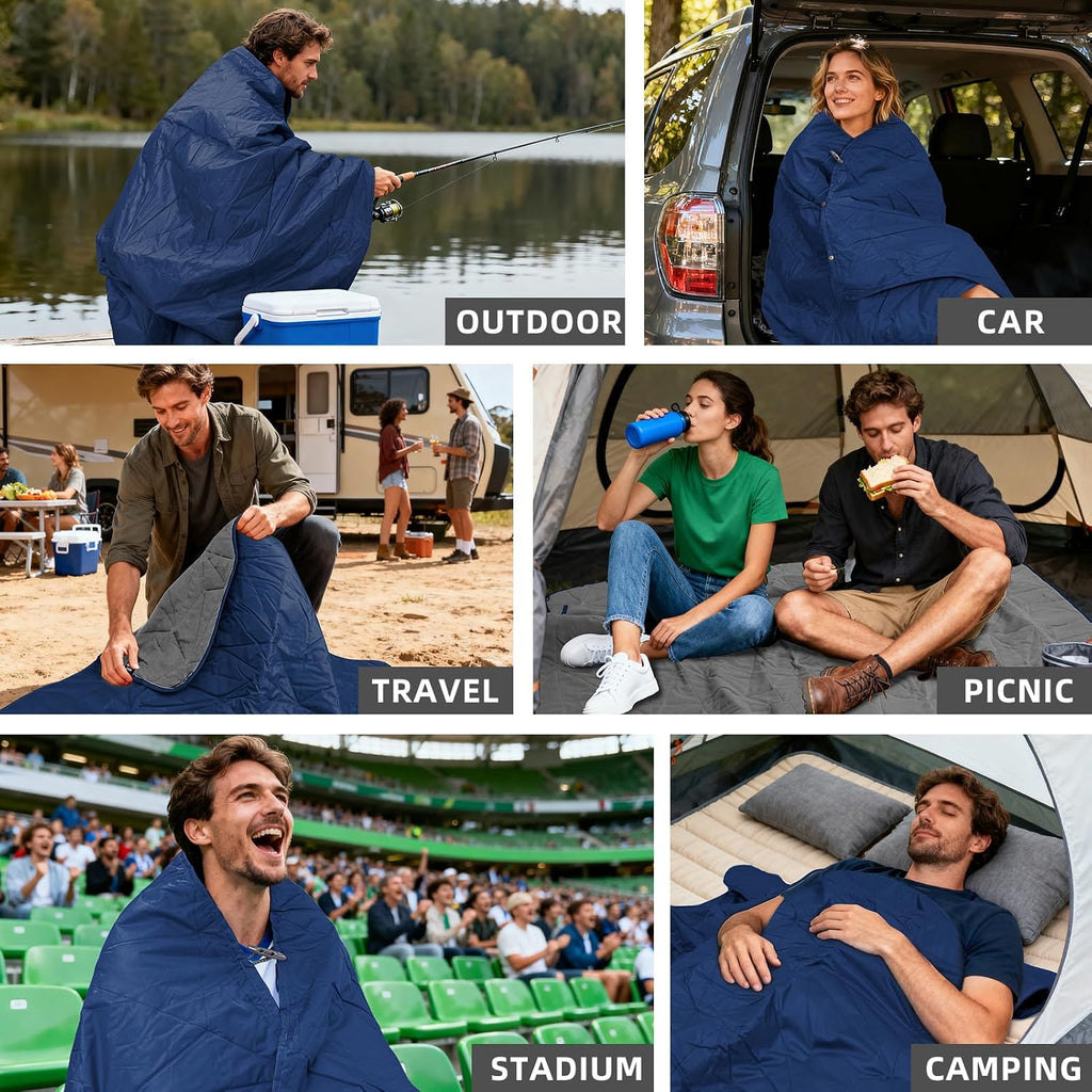 Large Waterproof Outdoor Blanket Thick Fleece 80" x 58"