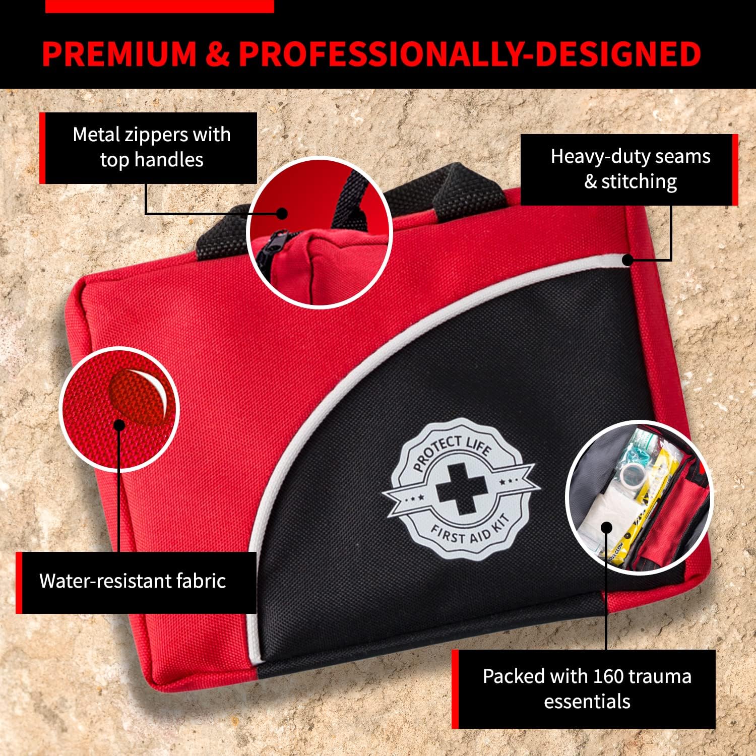 Protect Life Survival First Aid Kit for Home/Business, Camping Kits 160pcs