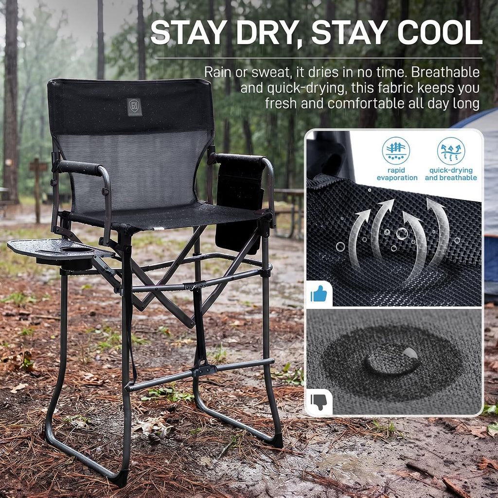 EVER ADVANCED Portable 30.7" Seat Height Tall Camping Directors Chair