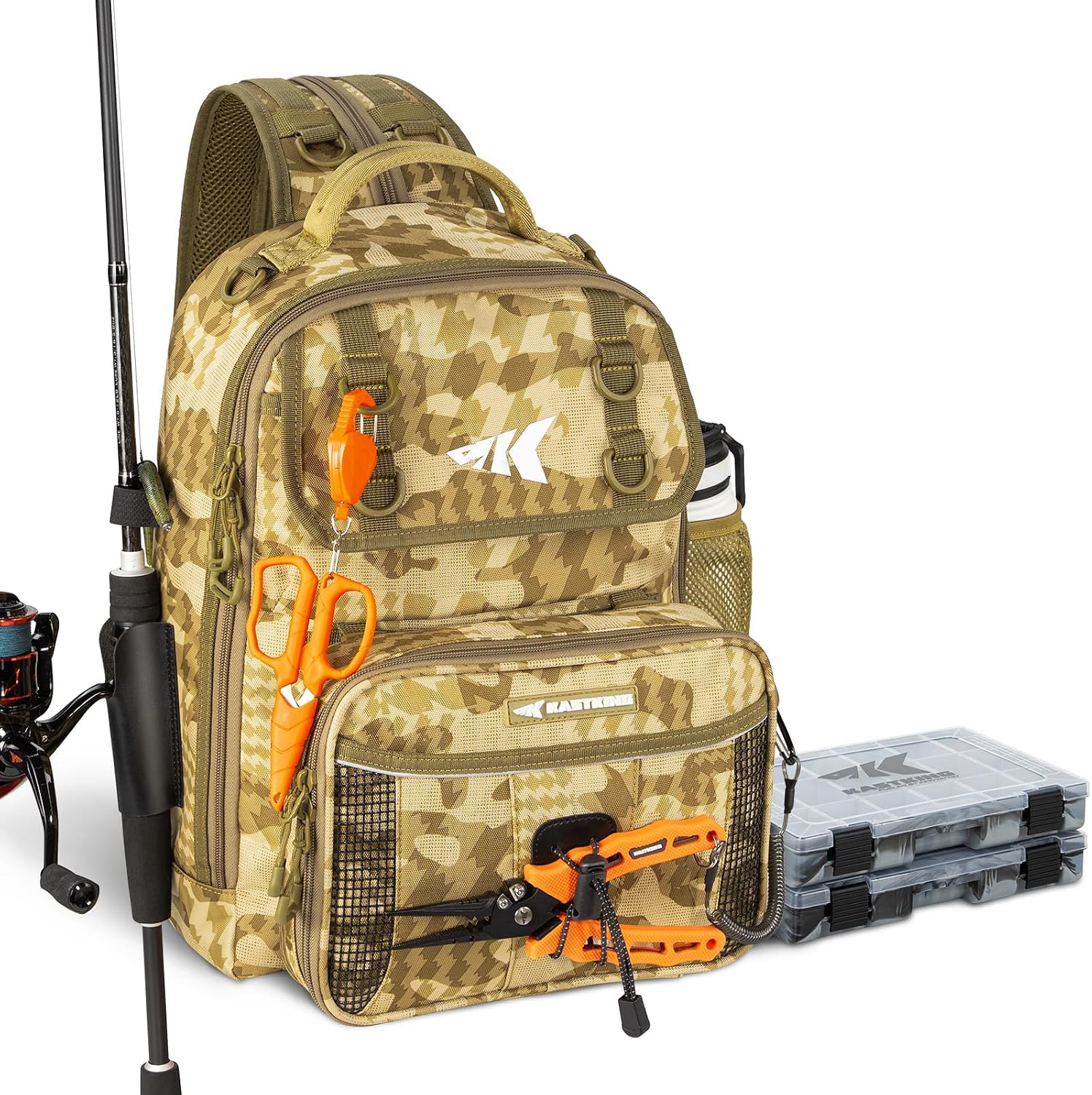 KastKing BaitSpace Fishing Sling Bag, Fishing Backpack with Rod Holder