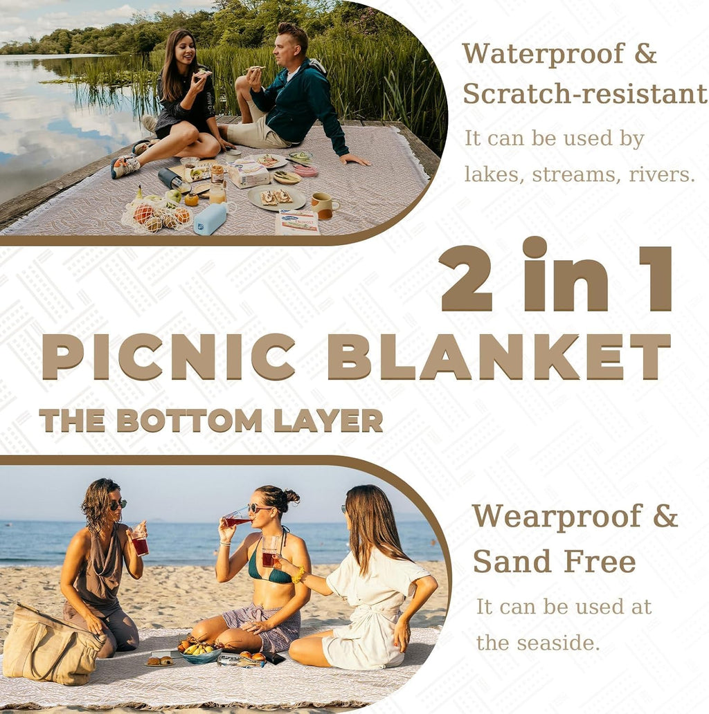 2 In 1 Extra Large Picnic Blanket Beach Mat Rug Registry Wedding Search by Name Registry Must Have Items Newlyweds Newly Wed Married Couple Gifts Bridal Husband Wife Men Women Mr Mrs Anniversary