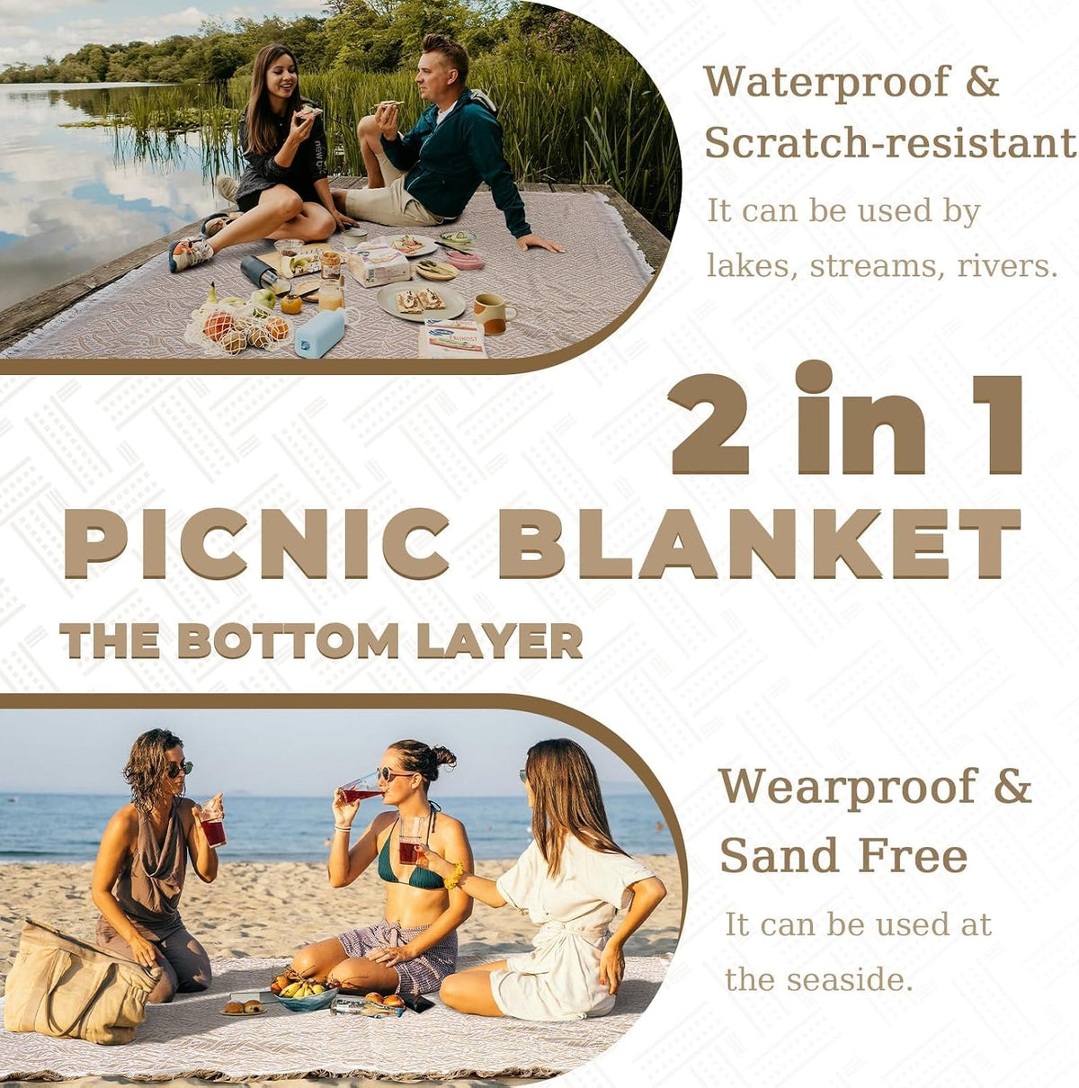 2 In 1 Extra Large Picnic Blanket Beach Mat Rug Registry Wedding Search by Name Registry Must Have Items Newlyweds Newly Wed Married Couple Gifts Bridal Husband Wife Men Women Mr Mrs Anniversary