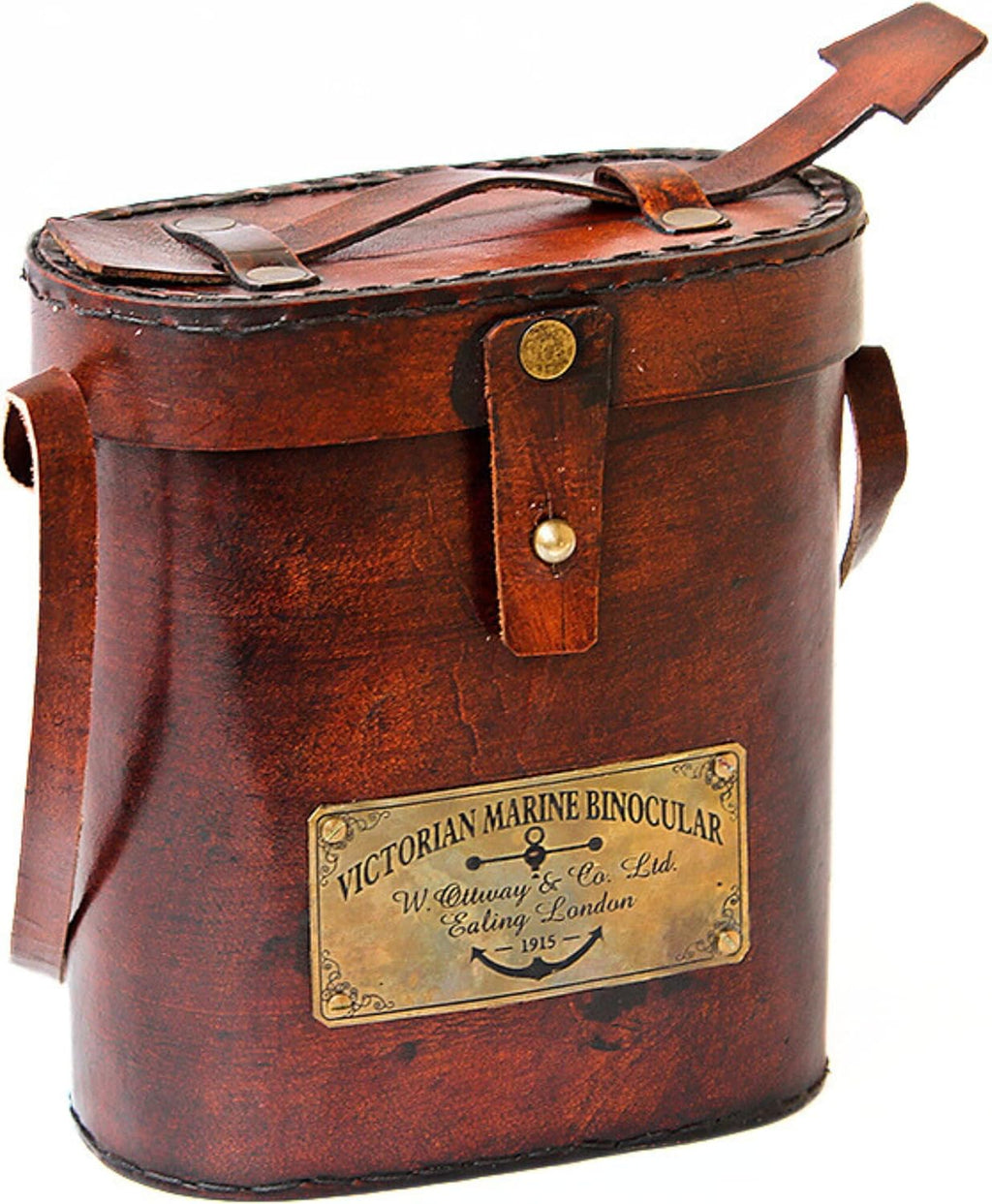 Nautical Design Antique Victorian Marine Brass Leather Binocular Sailor Instrument London 1915 Orange for Home & Office Outdoor Camping