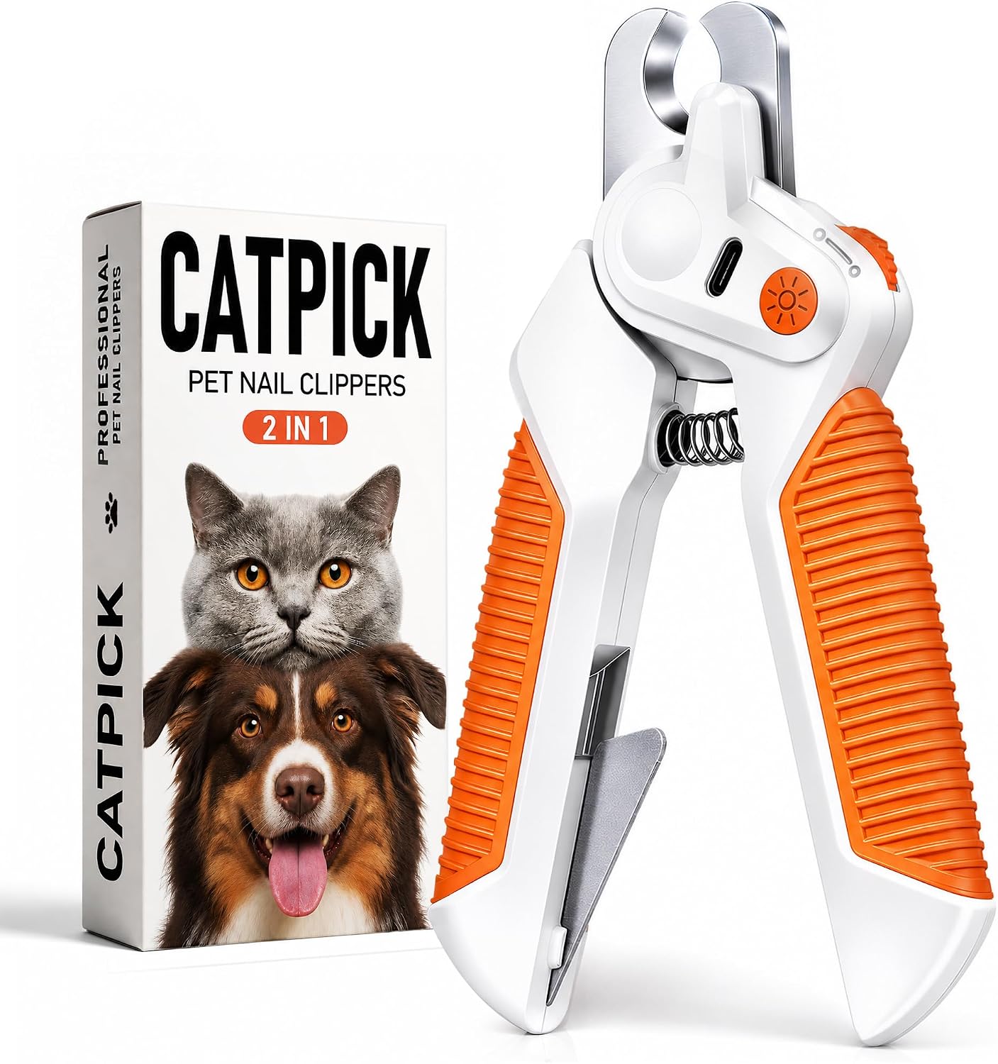 Dog&Cat Nail Clipper with Light, Stainless Steel Blade Nail Trimmer for Pet