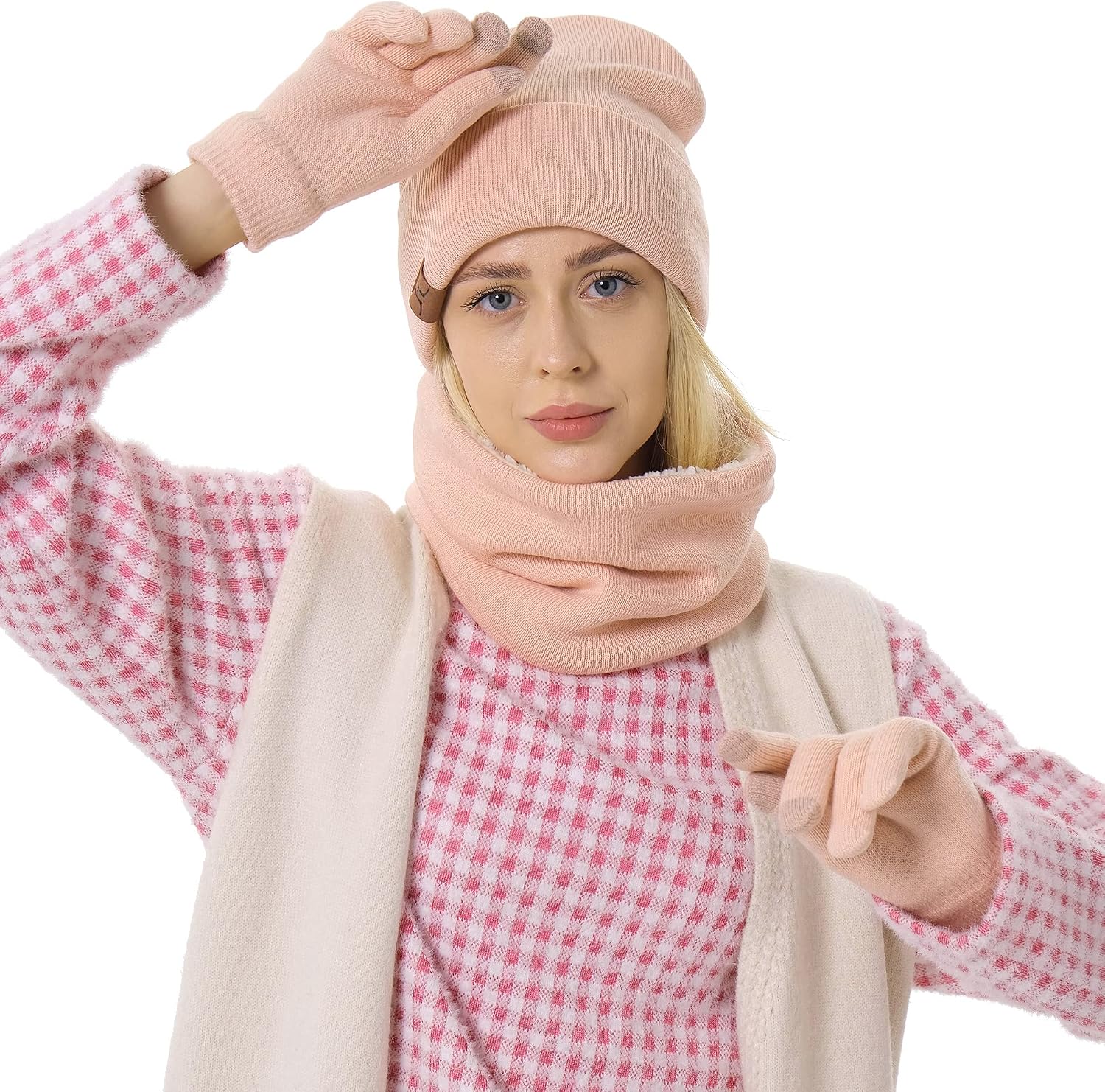FZ FANTASTIC ZONE Winter Beanie Hats Scarf Touchscreen Gloves for Men Women