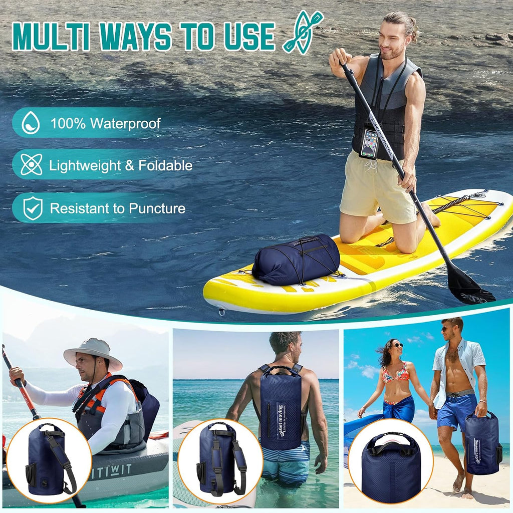 BKNOOU Dry Bag Waterproof for Kayaking, Roll Top Backpack for Women Men