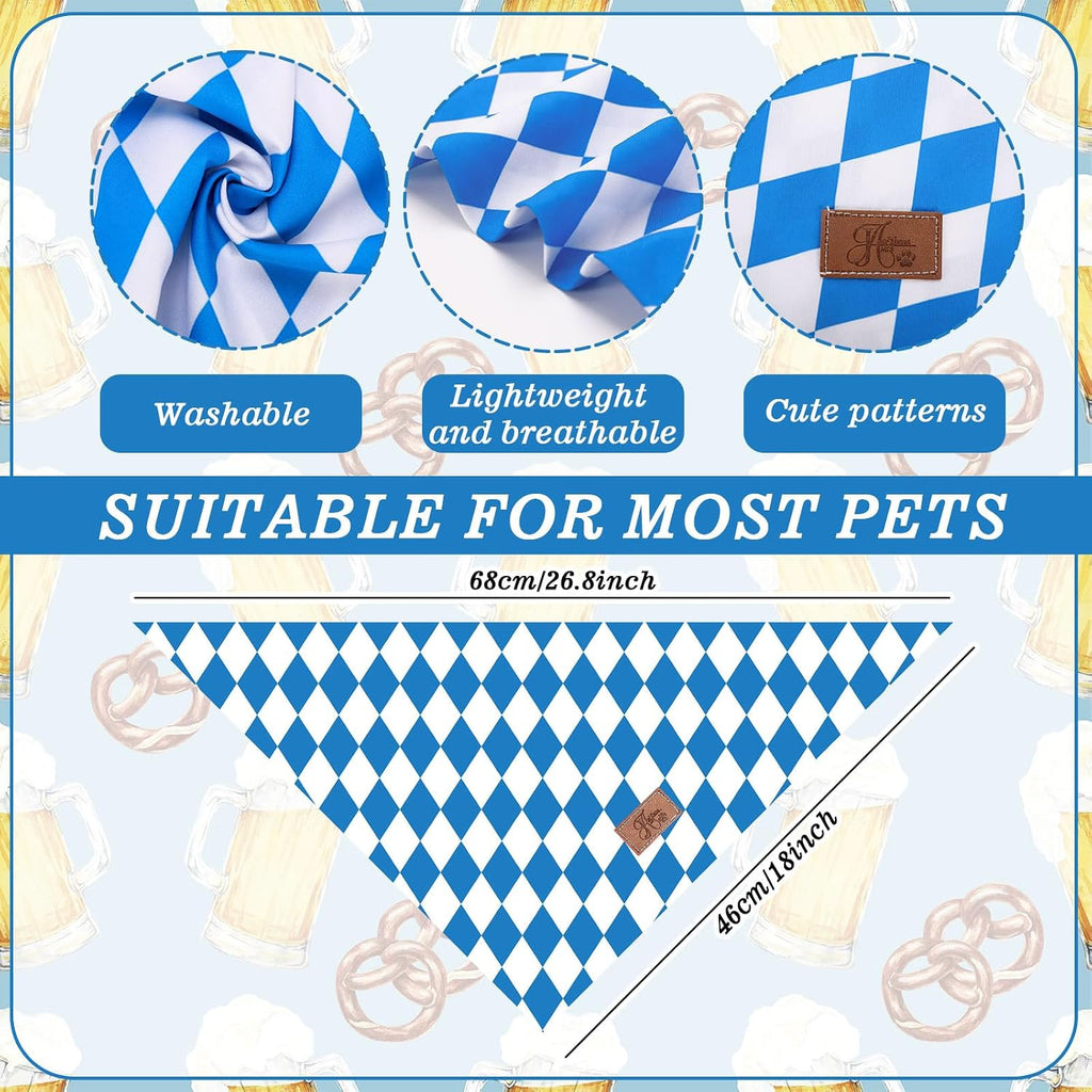 JarThenaAMCS 2Pcs Oktoberfest Dog Bandana German Bavarian Beer Triangle Pet Scarf Adjustable Pet Neckerchief for Medium Large Dog Cat Birthday Costume Accessories