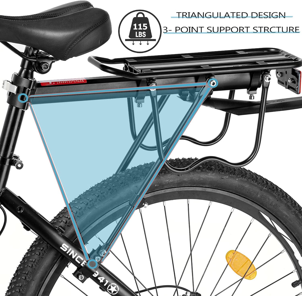 Rear Bike Rack,Bike Cargo Rack w/Fender & Large Size Reflective,Quick Release Mountain Road Bicycle Rear Racks,Universal Bike Luggage Rack,Large Capacity Bike Pannier Rack,YONTUO