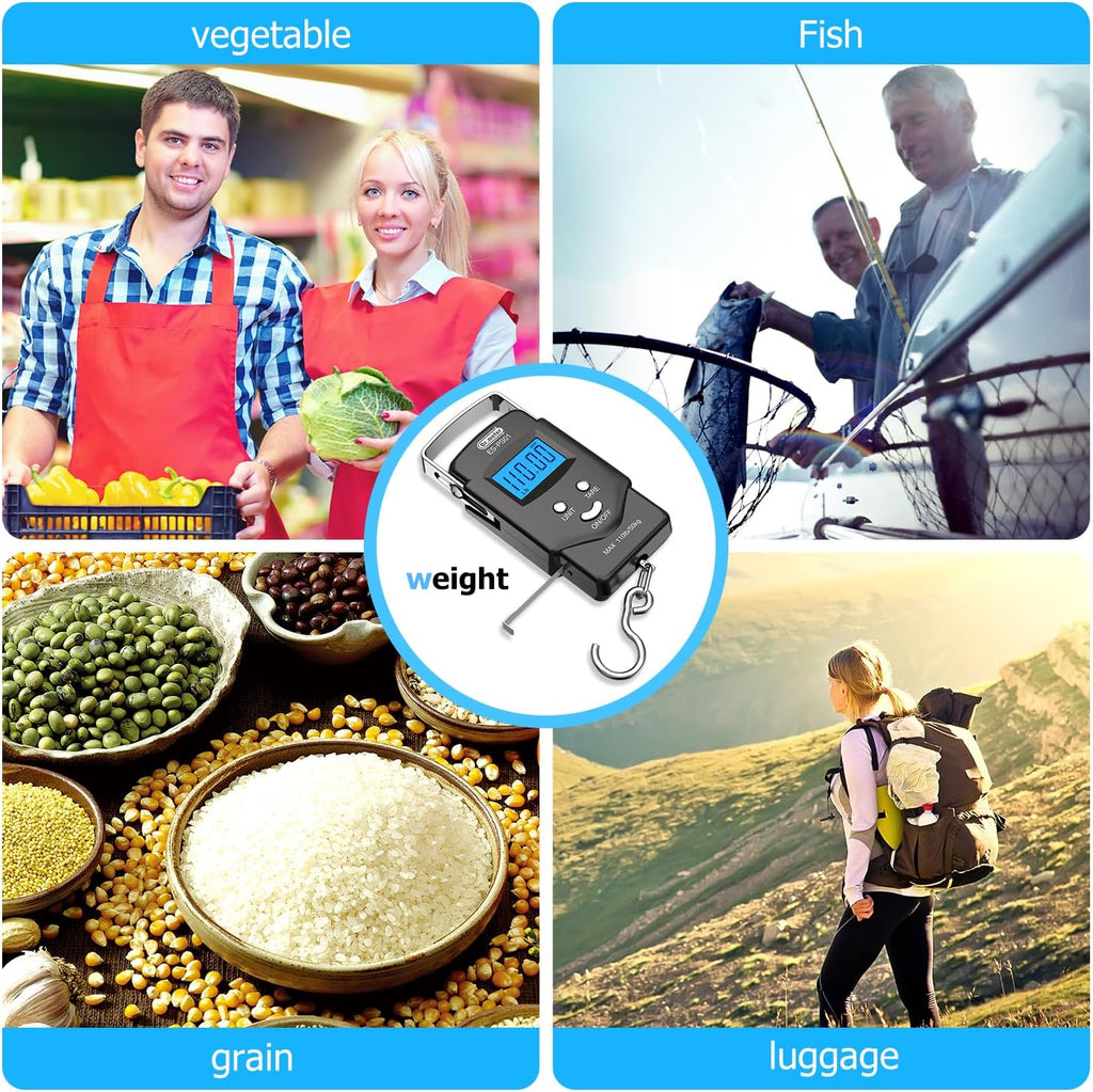 Dr.meter Fish Scale, 110 lb Digital Luggage Scale with Tape