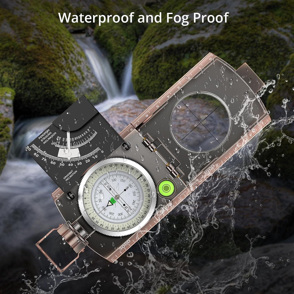 Anbte Hiking Compass, IP65 Waterproof Metal Compass for Camping Navigation