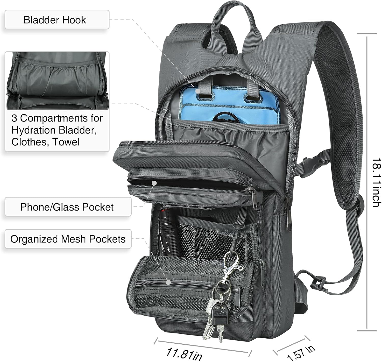 NOOLA Hydration Backpack with 3L Water Bladder, Tactical Pack for Hiking
