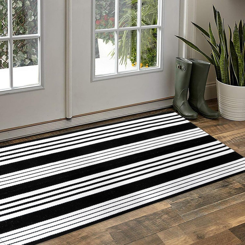 OJIA Black and White Outdoor Rug 24"x51" Halloween Door Mat Fall Porch Rugs
