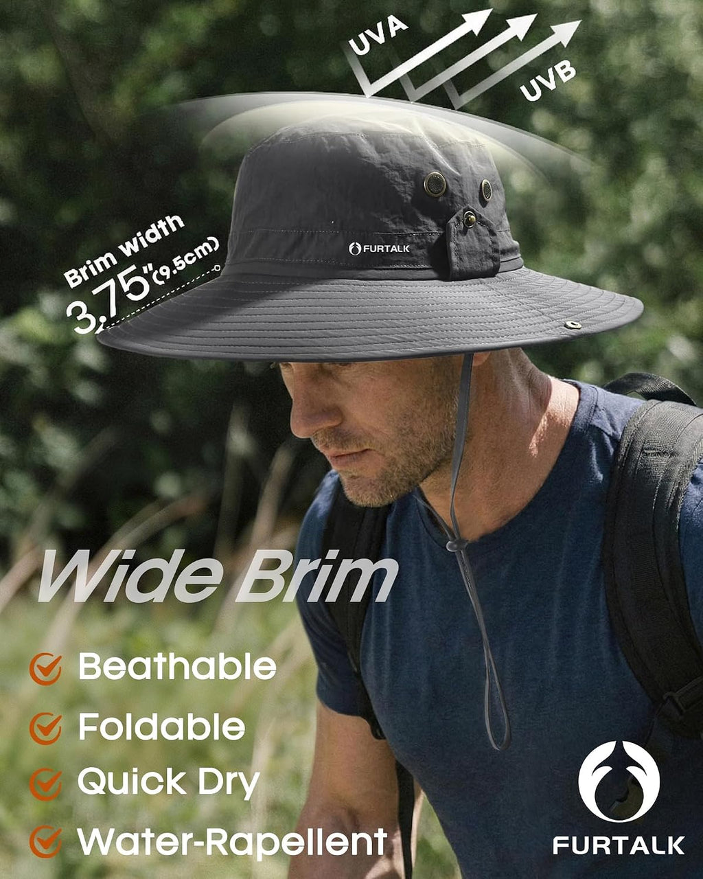 FURTALK Sun Hats for Men Fishing Hat UPF Protection Wide Brim Bucket Hat