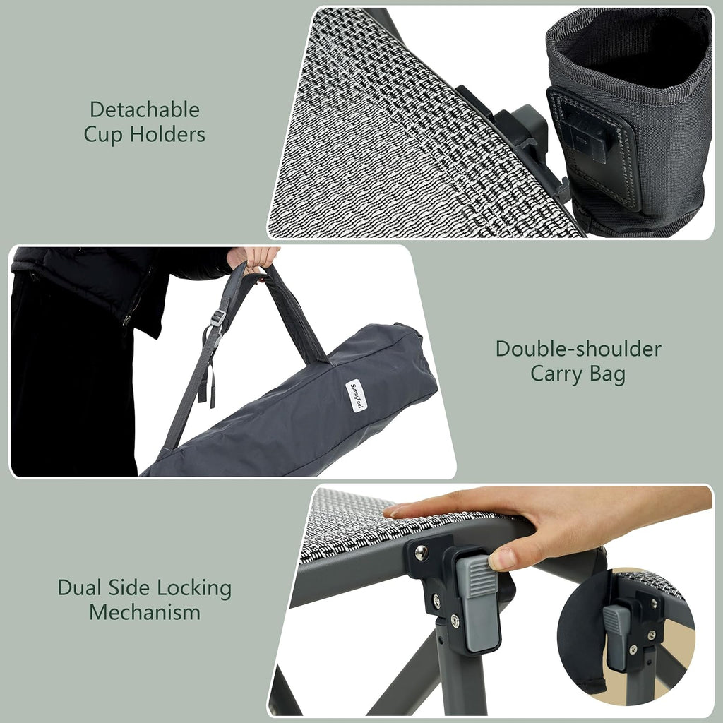 SUNNYFEEL High Back Folding Camping Chair 500 lbs with Aluminum Frame, Grey