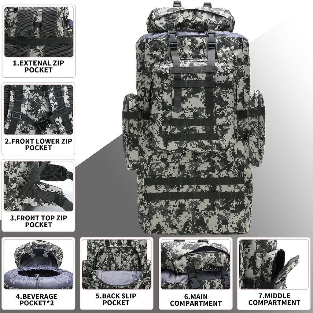 King'sGuard 100L Camping Hiking Backpack Molle Rucksack Military Camping Backpacking Daypack