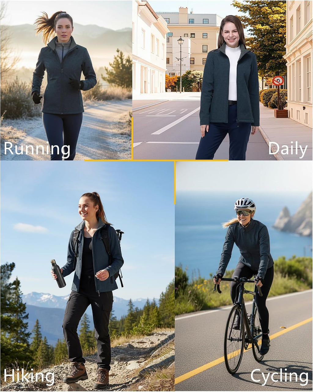 33,000ft Women's Waterproof Softshell Jacket Lightweight Fleece Lined Coat