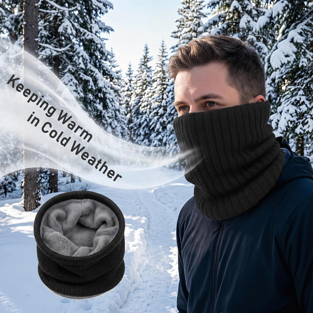 Winter Fleece Neck Warmer Mens Ski Mask Face Warmer Neck Gaiter Neck Scarf Women Thick Windproof 2 Pack