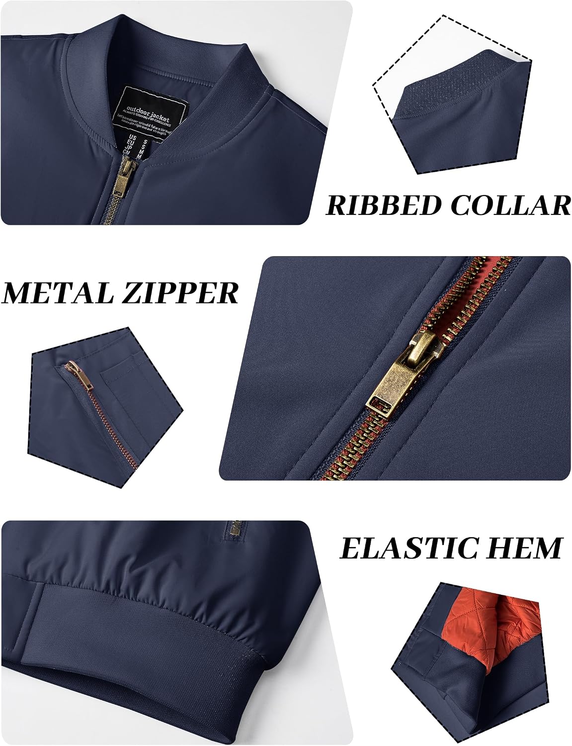 KEFITEVD Men's Bomber Jackets Winter Windbreaker Warm Full Zip Casual Coats