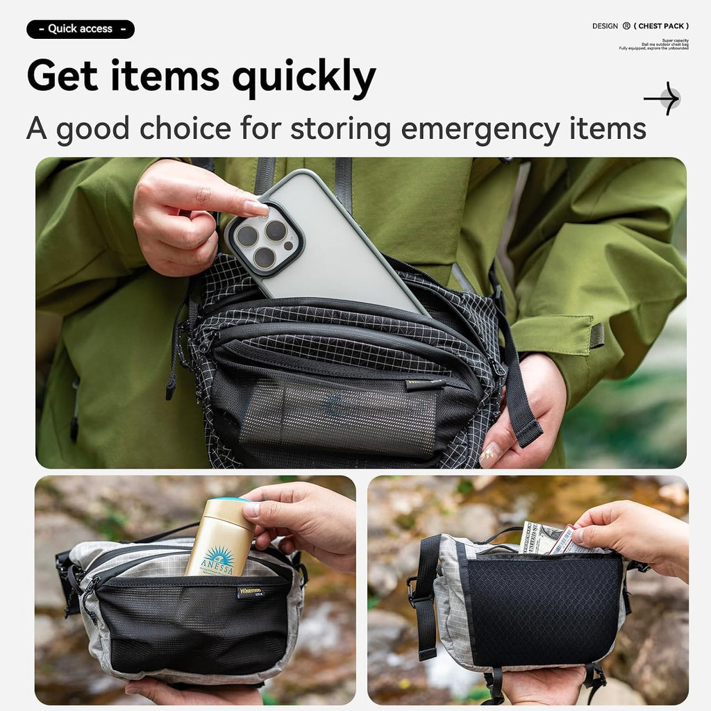 HIKEMAN Hiking Waist Pack Attaches to Strap for Front Chest Bag (Purple)