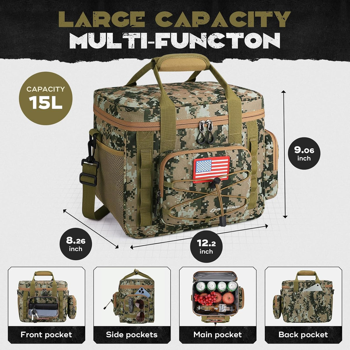 Maelstrom Tactical Lunch Box for Men, Cooler Bag with Detachable MOLLE Bag
