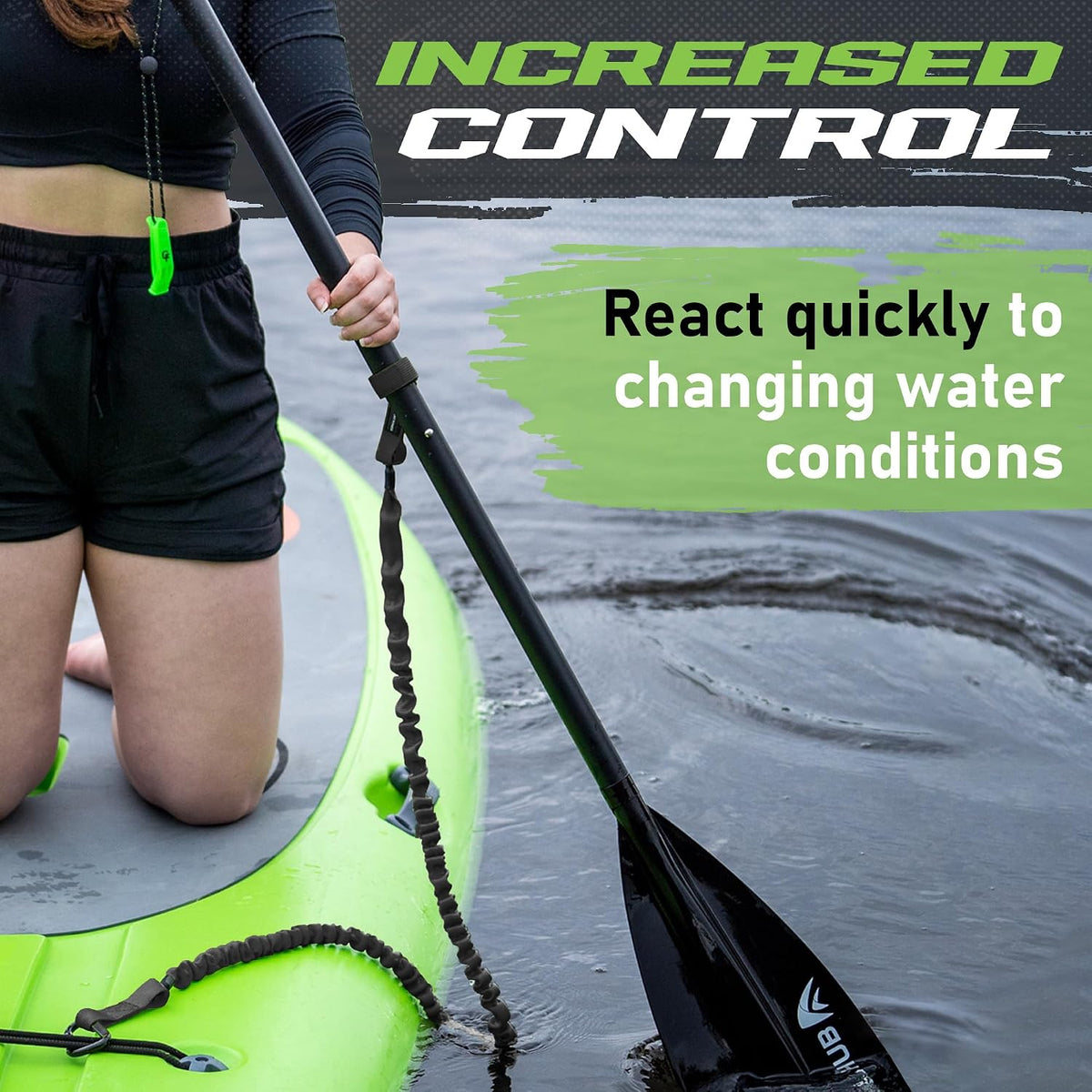 Gradient Fitness – Kayak Paddle Leash, Stretchable Bungee Cord w/Carabiner Clip