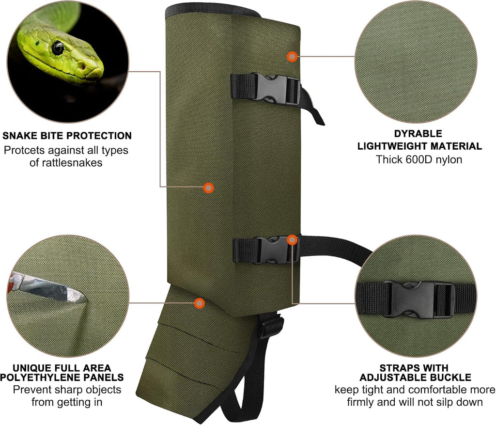 MDSTOP Snake Gaiters Leg Guards, Waterproof Snake Guards, Adjustable Snake Bite Protection for Lower Legs, Snake Chaps for Men & Women, Snake Proof Gaiters for Hunting,Outdoor and Farm Working