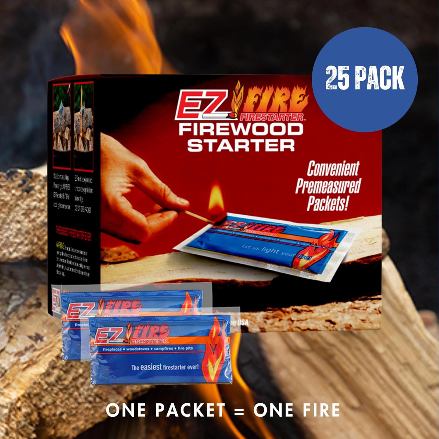 – All-Natural Fire Starters for Campfires, Fire Pits, BBQs & Fireplaces – Long Burning, Weather-Resistant, Non-Toxic & Easy to Light | 25 Pack