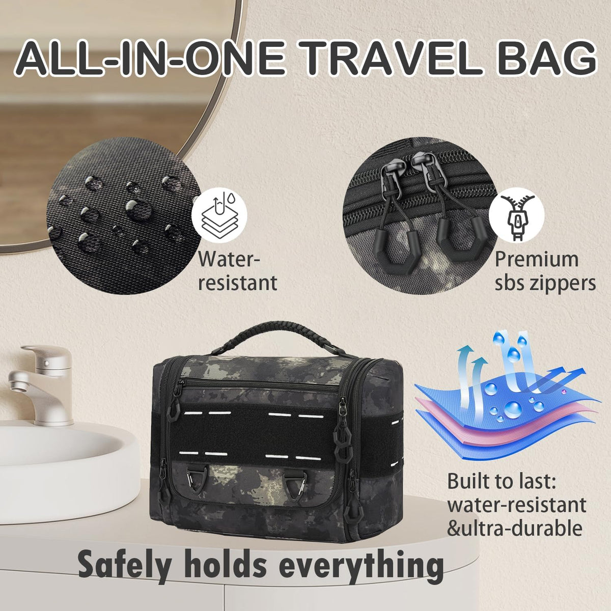 Tactical Toiletry Bag for Men, Hanging Travel Toiletry Bag Men Dropp Kit