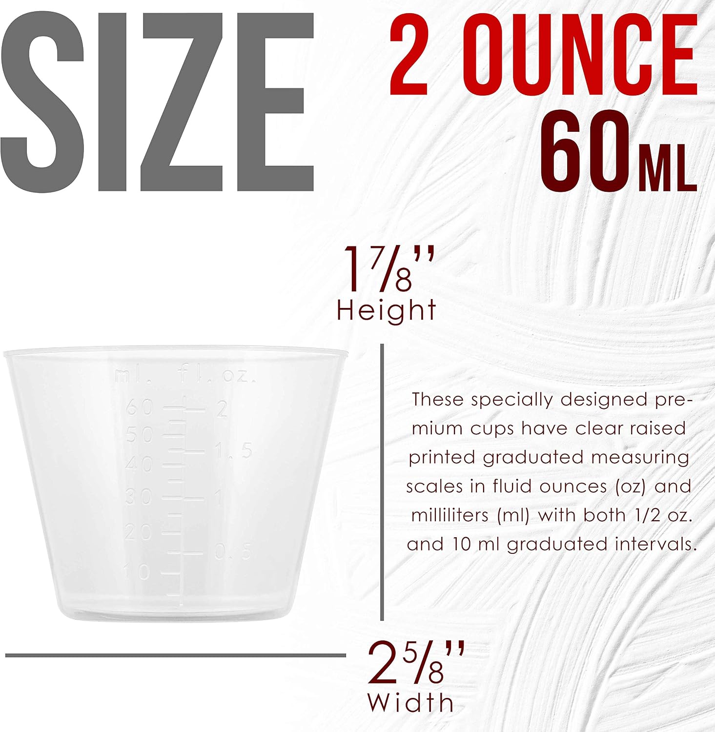 Pouring Masters 2 Oz (60 ml) Liquid Measuring Cups, 100 Pack with 25 Sticks