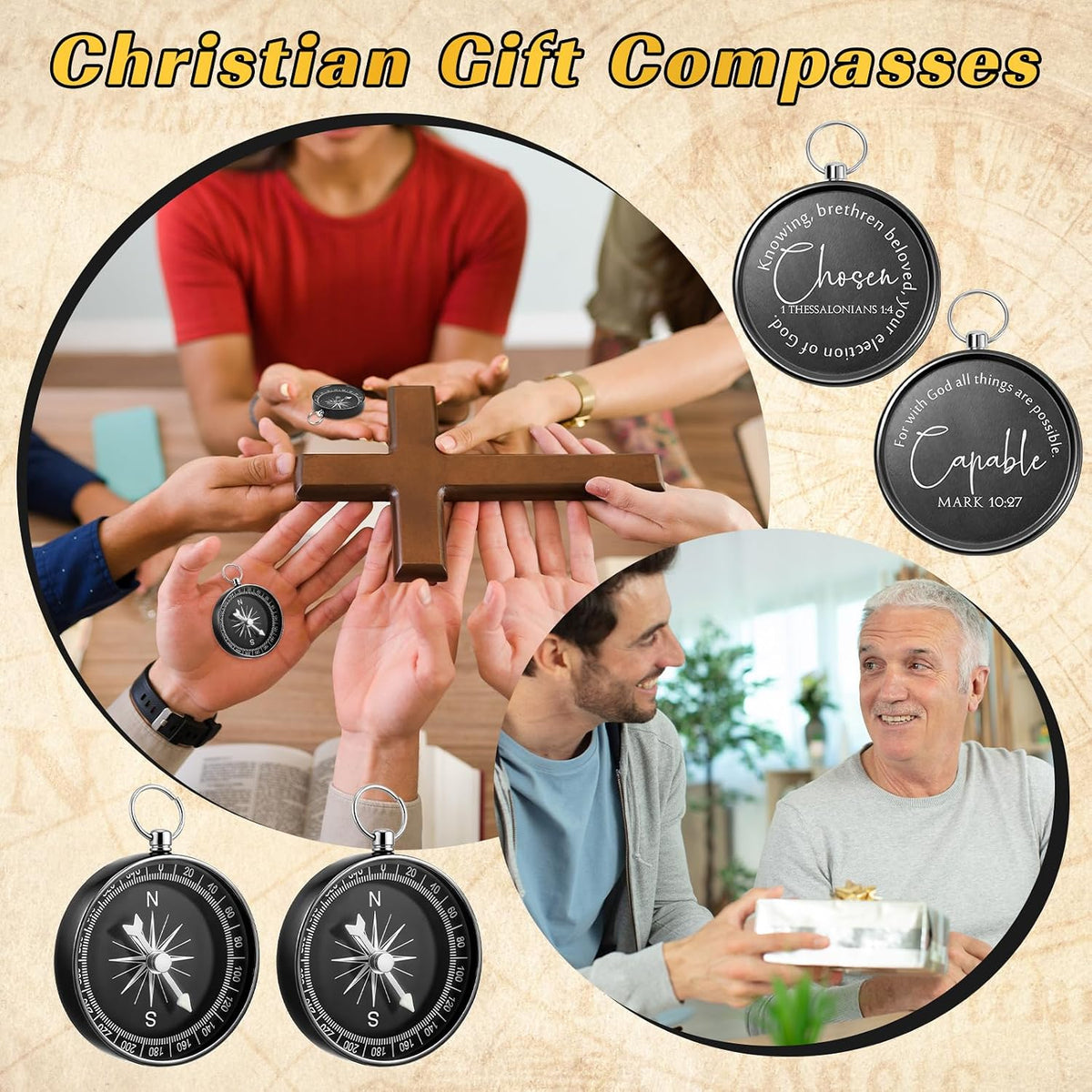Relaxweex Christian Gifts Bulk, Engraved Bible Verses Compass