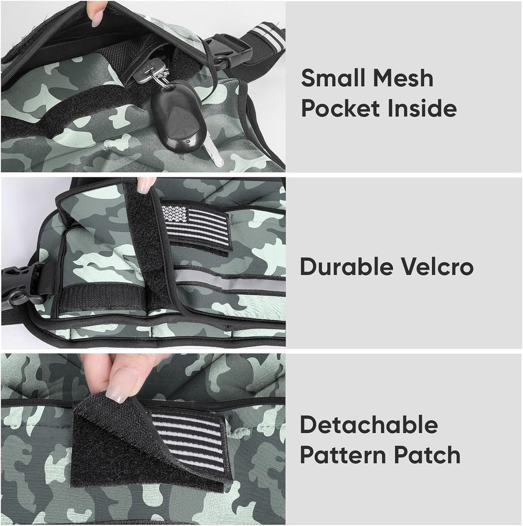 APEXUP Adjustable Weighted Vest, 4-10lb/12-18lb/20-32lb Vest with 6 Ironsand Weights and Large Pocket, Weight Vest for Men Women Strength Training, Running, Walking