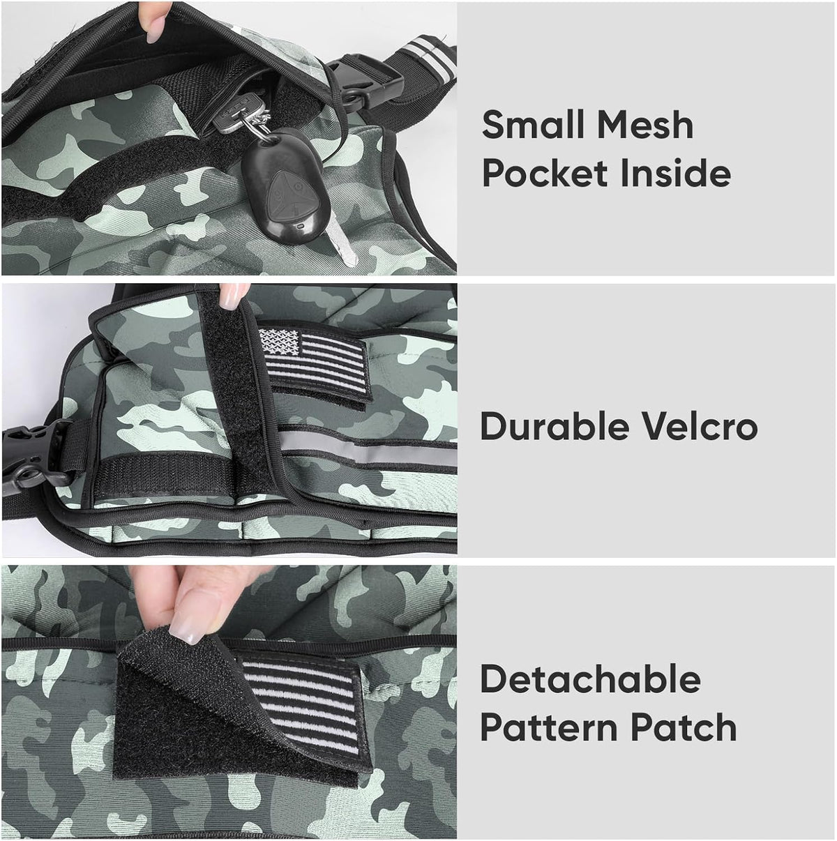 APEXUP Adjustable Weighted Vest, 4-10lb/12-18lb/20-32lb Vest with 6 Ironsand Weights and Large Pocket, Weight Vest for Men Women Strength Training, Running, Walking